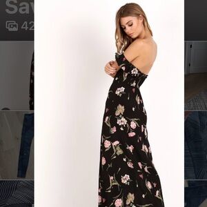 Flynn Skye black floral on or off Shoulder Sundress size Small